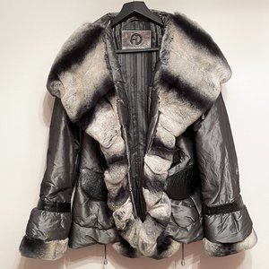 Armando Diaz Chinchilla - Trimmed Jacket - Dark Silver - Size XL - NEW